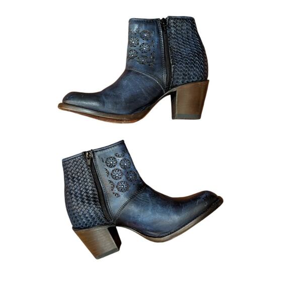 GoldRush Navy Leather Ankle Boots Size 7.5 - Picture 5 of 7